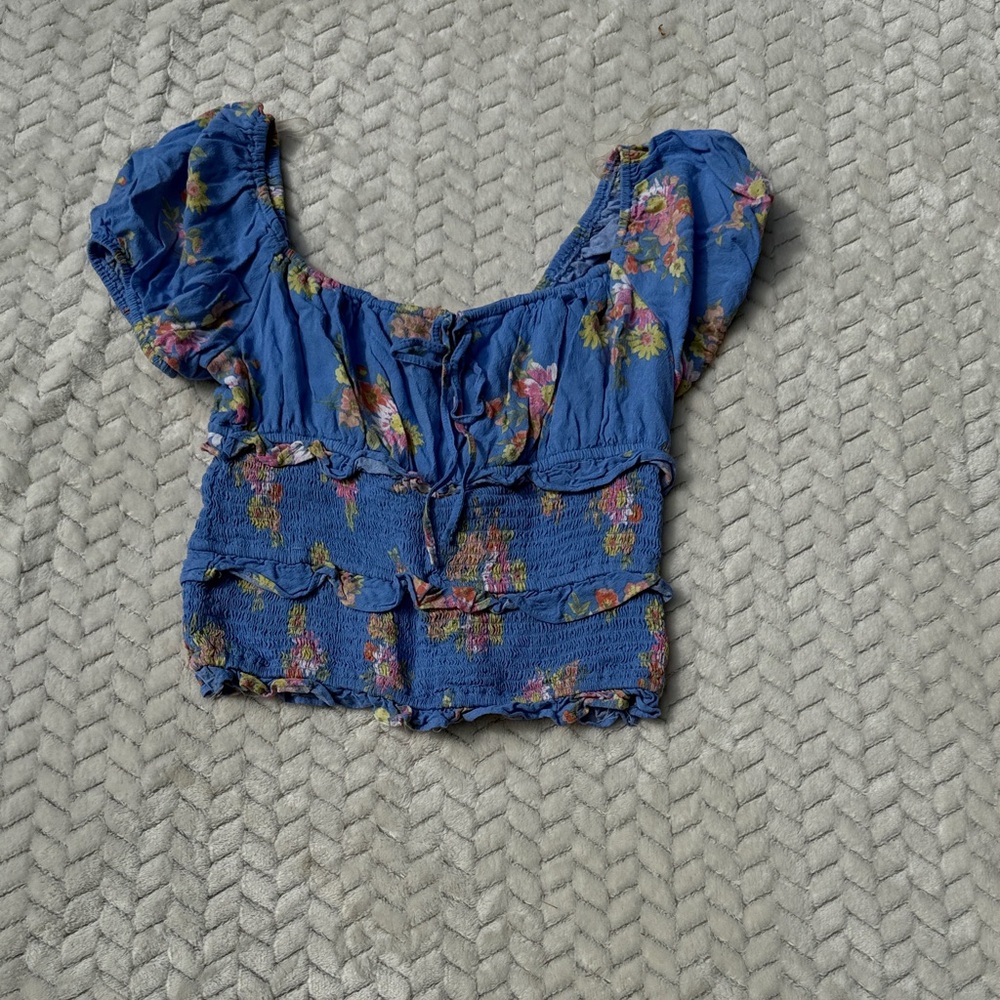 SO Blue Floral Blouse